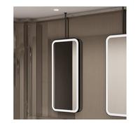 Espejo de baño iluminado LED para montaje en pared con perchero personalizable para entrada y decoración del hogar, color negro, 60 x 100 cm, perfecto para interiores modernos