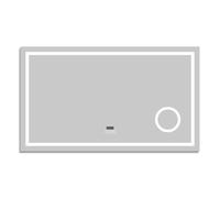 Espejo de baño LED Aica de 100 × 60 cm con Bluetooth, reloj, lupa de 3 aumentos, tres colores ajustables (3000/4500/6000 K) y antivaho.
