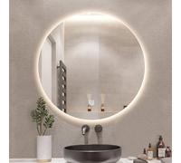 Espejo de baño LED con interruptor táctil, redondo, IP44, impermeable, luz natural, espejo de maquillaje, disponible en tamaños de 40-80 cm (70 cm), perfecto para baños modernos.