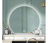 Espejo de baño LED con luces - Espejo de maquillaje semicircular sin marco antivaho para pared y tocador, entrada, tamaño mediano (63 x 70 cm) - Elegante y funcional