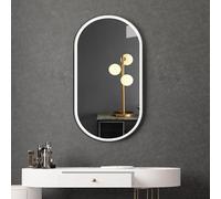 Espejo de baño LED con sensor táctil ovalado montado en la pared, espejo de tocador regulable de 3 colores, espejo inteligente para baños modernos (negro, 40 x 60 cm)