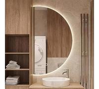 Espejo de baño LED de 50 x 100 cm, sensor táctil, antivaho, temperatura de color ajustable, 3 modos de iluminación, diseño elegante para baños modernos, perfecto para decoración elegante del hogar