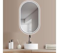 Espejo de baño LED HOKO, antiniebla, forma oval, con iluminación LED (luz cálida, luz fría y luz neutra). Incluye interruptor táctil y posibilidad de encendido mediante interruptor de pared