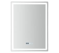 Espejo de baño LED regulable con antivaho, 50 x 70 cm, espejo de pared con interruptor táctil, 3 temperaturas de color (2700 K/4000 K/6000 K) y brillo 5-100%, protección IP54, pantalla de tiempo