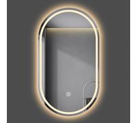 Espejo de baño ovalado LED de 70 x 90 cm, antivaho, HD, a prueba de explosiones, IP64, 3000 K-6000 K, luz ajustable, perfecto para baños modernos