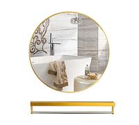 Espejo de baño redondo de metal con estante para decoración de pared para baños modernos, disponible en 30/40/50/60/70 cm para mejoras del hogar y diseño de interiores