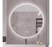 Espejo de baño redondo LED regulable con antivaho de 90 cm, diseño sin marco, 3 colores de luz, perfecto para baños modernos, solución de iluminación elegante