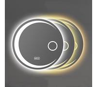 Espejo de baño redondo LED regulable con sensor táctil, 3 colores de luz, lupa, doble botón táctil, máxima comodidad y estilo para baños modernos