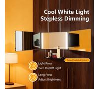 Espejo de Corte de Pelo 360°, Espejo de 3 Vías con Luces LED, Espejo Colgante para Cortar el Pelo y Maquillarse, con Bandeja, Portátil, Plegable, para Barbería black With Tray
