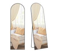 SONGMICS Espejo de Cuerpo Entero, 160 x 50 cm, Espejo Arqueado con Soporte, con Marco de Aleación de Aluminio, Cristal Templado, para Dormitorio, Salón, Vestuario, Navidad, Negro Tinta LFM031B01