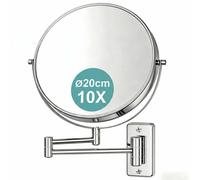 Relaxdays Espejo de pared con aumento 10x plata