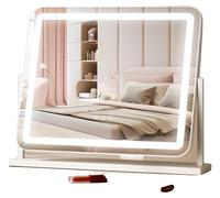 Espejo de maquillaje estilo Hollywood VEVOR con 3 modos de iluminación de color, 55 cm x 45 cm, control USB y táctil inteligente, y rotación de 360°