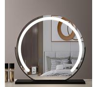 Espejo de maquillaje LED con luces montado en la pared y mesa espejo de tocador inteligente interruptor táctil negro 60 cm espejo cosmético para dormitorio y tocador