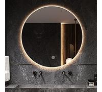 Espejo de maquillaje redondo LED de 61 cm con luz cálida, espejo de tocador iluminado para baño, elegante diseño retroiluminado para un aseo perfecto