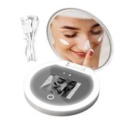 Espejo De Maquillaje UV De Protector Solar Inteligente, Espejo De Maquillaje Iluminado De Viaje 2X, Lente De Maquillaje Iluminado, Lente De Maquillaje LED De Carpintería Plegable Para Viajar El Hogar