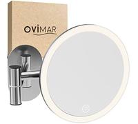 Espejo de maquillaje Vorupor de ovimar en color plateado con luces LED, con cabezal de espejo magnético y diseñado para pegarse a la pared