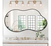 Espejo de pared grande para baño, color , con marco metálico cepillado de diseño irregular, 55 x 100 cm. Espejo de pared para tocador, ideal para salón, dormitorio, recibidor o tocador. Decoración par