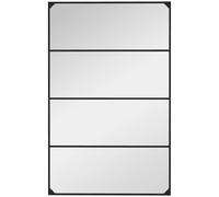 Espejo de pared HOMCOM rectangular con techo de cristal estilo industrial, horizontal o vertical con 4 ganchos, metal negro-109x69 cm