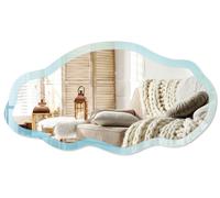 Espejo de pared moderno con un borde decorativo – 90x45 cm – Espejo asimétrico de diseño libre – Decoración de espejo original para salón, recibidor y dormitorio – Un sueño celestial
