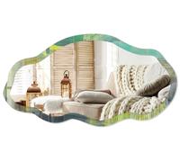 Espejo de pared moderno con un borde decorativo – 90x45 cm – Espejo asimétrico de diseño libre – Decoración de espejo original para salón, recibidor y dormitorio – Abstracción vibrante