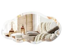 Espejo de pared moderno con un diseño original y un borde decorativo – 90x45 cm – Espejo de pared asimétrico de forma libre – Decoración de espejo llamativa para salón, recibidor y dormitorio – Motivo