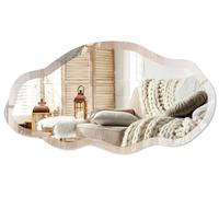 Espejo de pared moderno con un diseño original y un borde decorativo – 90x45 cm – Espejo de pared asimétrico de forma libre – Decoración de espejo llamativa para salón, recibidor y dormitorio – Motivo
