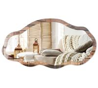Espejo de pared moderno con un marco decorativo – 90x45 cm – Espejo de pared asimétrico de forma libre – Decoración de espejo original para salón, recibidor y dormitorio – Ideal para paredes de madera