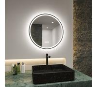 Espejo de pared Paulmann Mirra Ø59 cm CCT atenuable negro