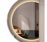 Espejo de pared semicircular LED de 120 cm, diseño moderno regulable para decoración de dormitorio y baño, disponible en 3 colores elegantes, espejo de tocador iluminado perfecto