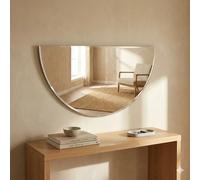 Espejo de Pared Semicircular Media Luna - Diseño Minimalista Estilo Japandi Sin Marco, Cristal HD para Baño, Recibidor, Salón y Tocador
