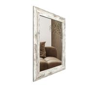 Espejo de pared STYLER JYVASKYLA, 44x70 cm, rectangular, con marco de MDF, estilo vintage, color blanco con aspecto de madera. Ideal para baño, pasillo, salón o dormitorio. Espejo decorativo