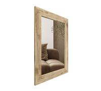 Espejo de pared STYLER JYVASKYLA, 86x60 cm, forma rectangular, marco de MDF en color roble, estilo escandinavo, ideal para pasillos, dormitorios o baños, decorativo, espejo moderno