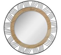 Espejo de Pared Well Home Ø45 cm | Decorativo de Madera y Metal | Diseño Moderno para Salón, Recibidor, Dormitorio y Baño
