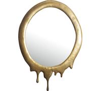 Espejo de pared WOHNLING, 50x71 cm, metal, espejo de pared dorado, aluminio, espejo decorativo ovalado con marco, espejo de pared grande, espejo para pasillo, espejo para vestíbulo, diseño moderno