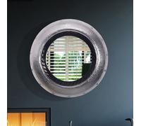 Espejo de pared WOHNLING, 74 cm, metal, espejo colgante, plateado, aluminio, espejo decorativo redondo con marco, espejo de gran tamaño para pared, ideal para pasillos