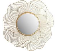 Espejo de pared WOHNLING, modelo Rose, 77 cm, metal, para colgar, color dorado, hierro, espejo decorativo, redondo, grande, forma de flor, ideal para pasillos, espejos de entrada, diseño moderno