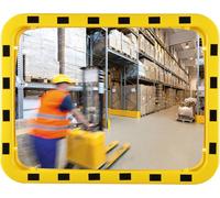 Espejo de seguridad/tráfico, dimensiones 600 x 800 mm, acrílico, color amarillo/, ángulo de visión de aproximadamente 110 grados, alcance de 22 metros