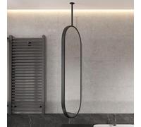 Espejo de techo ovalado de metal de alta definición con suspensión de poste, elegante espejo de baño colgante negro, 40 x 60 cm, espejo de techo decorativo para espacios modernos