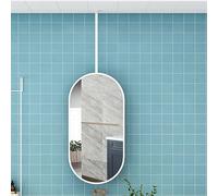 Espejo de techo ovalado de metal para colgar - 50 x 70 cm, espejo de pared de baño de alta definición, elegante diseño blanco para decoración elegante del hogar, perfecto para espacios modernos.