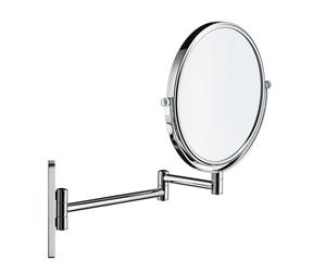 Espejo de tocador Duravit D-Code, Espejo de Aumento con Aumento de 1x/3x, Espejo de Maquillaje Giratorio 360°, Montaje en Pared, Cromado, 203 x 330 x 310 mm