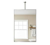 Espejo de tocador montado en el techo, espejo plateado para colgar en la pared con marco de metal de acero inoxidable, espejo rectangular para baño, maquillaje, afeitado, espejo de vidrio(50cmx60cm)