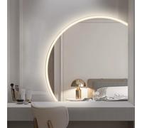 Espejo Decorativo de Pared LED, Espejo de tocador Inteligente de Medio círculo con Interruptor táctil, antivaho Regulable en 3 Colores, Forma de Media Luna, 71 cm (Izquierda, 100 x 100 cm)