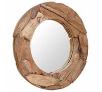 Espejo Decorativo De Teca 80 Cm Redondo Vidaxl