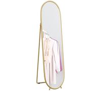 Espejo grande independiente HOMCOM, espejo ovalado, marco de metal dorado, con soporte para entrada, dormitorio, vestidor, 40x160 cm