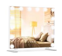 Espejo Hollywood de COSTWAY con 14 luces LED regulables, 3 tonos de luz, 2 en 1: espejo de mesa y espejo de pared con soporte metálico. Espejo de maquillaje con control táctil inteligente, dimensiones
