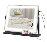 Espejo HOMCOM con LED luminoso, espejo de maquillaje con 3 modos de iluminación, tamaño 10X, puerto de carga USB, táctil.