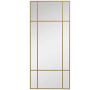 Espejo HOMCOM para pared, estilo ventana rectangular con techo de cristal, horizontal o vertical con 4 ganchos, metal dorado-110x50 cm