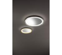 Espejo LED Mirò, diámetro 40 cm, 38W, acabado dorado cepillado, 3000K. Se puede montar en el techo o en la pared