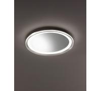 Espejo LED Mirò, diámetro 60 cm, 58W, gris titanio, 3000K. Se puede montar en el techo o en la pared