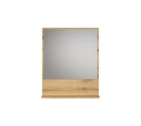 trendteam smart living - PureBliss - Espejo de Pared - Roble Evoke - 60 x 74 x 14 cm - Espejo de baño con Estante de 60 cm - antiarañazos